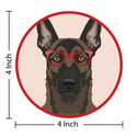 Belgian Malinois Dog Wearing Hipster Glasses Die Cut Vinyl Sticker