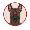 Belgian Malinois Dog Wearing Hipster Glasses Die Cut Vinyl Sticker