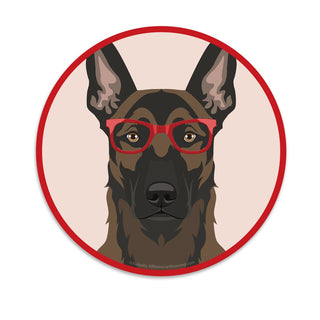 Belgian Malinois Dog Wearing Hipster Glasses Die Cut Vinyl Sticker