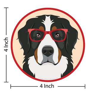 Bernese Mountain Dog Dog Wearing Hipster Glasses Die Cut Vinyl Sticker