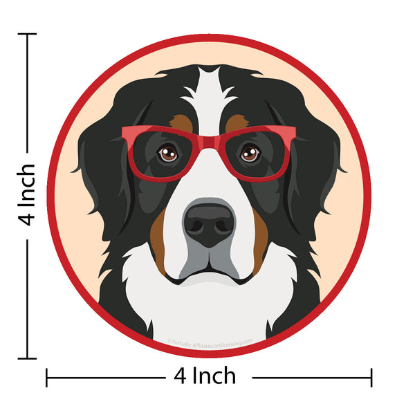 Bernese Mountain Dog Dog Wearing Hipster Glasses Die Cut Vinyl Sticker