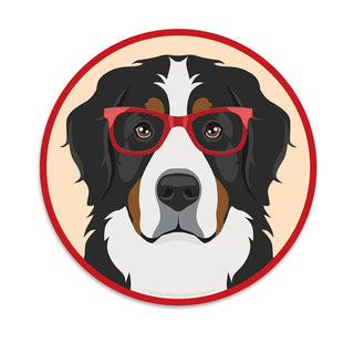 Bernese Mountain Dog Dog Wearing Hipster Glasses Die Cut Vinyl Sticker