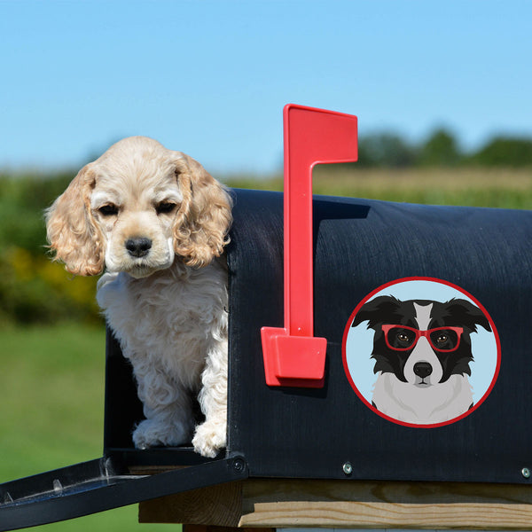Border Collie Dog Wearing Hipster Glasses Die Cut Vinyl Sticker