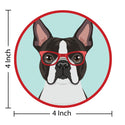 Boston Terrier Dog Wearing Hipster Glasses Die Cut Vinyl Sticker