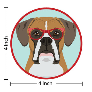 Boxer Dog Wearing Hipster Glasses Die Cut Vinyl Sticker