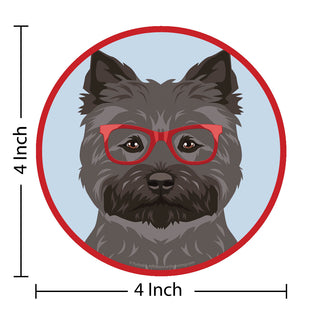 Cairn Terrier Black Dog Wearing Hipster Glasses Die Cut Vinyl Sticker