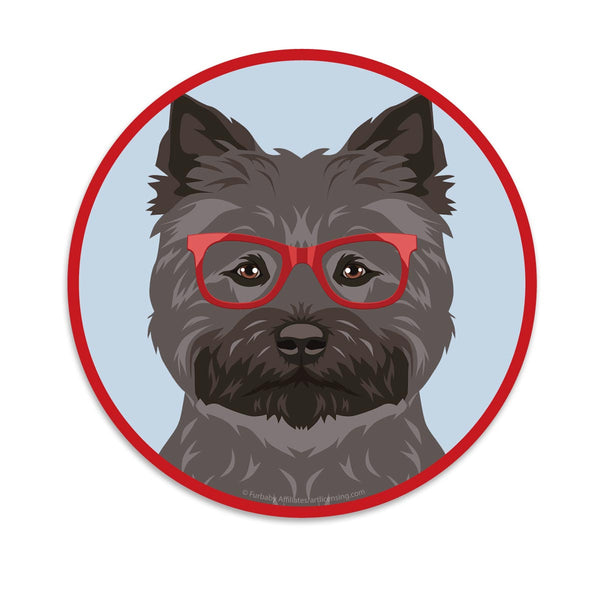 Cairn Terrier Black Dog Wearing Hipster Glasses Die Cut Vinyl Sticker