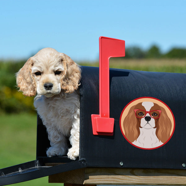 Cavalier King Charles Spaniel Dog Wearing Hipster Glasses Die Cut Vinyl Sticker