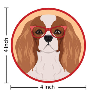 Cavalier King Charles Spaniel Dog Wearing Hipster Glasses Die Cut Vinyl Sticker