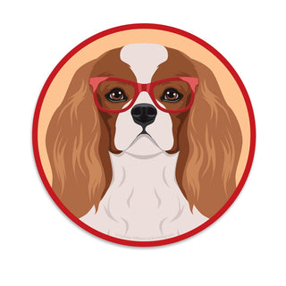 Cavalier King Charles Spaniel Dog Wearing Hipster Glasses Die Cut Vinyl Sticker