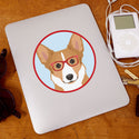 Corgi Dog Wearing Hipster Glasses Die Cut Vinyl Sticker