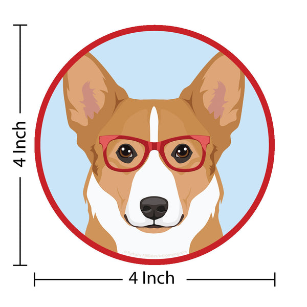 Corgi Dog Wearing Hipster Glasses Die Cut Vinyl Sticker