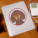 Dachshund Chocolate Tan Dog Wearing Hipster Glasses Die Cut Vinyl Sticker