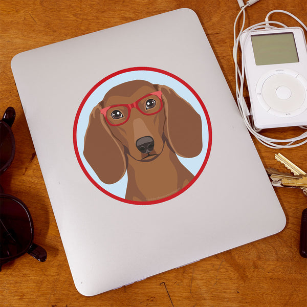 Dachshund Dog Wearing Hipster Glasses Die Cut Vinyl Sticker