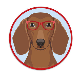 Dachshund Dog Wearing Hipster Glasses Die Cut Vinyl Sticker