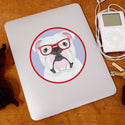 English Bulldog Dog Wearing Hipster Glasses Die Cut Vinyl Sticker