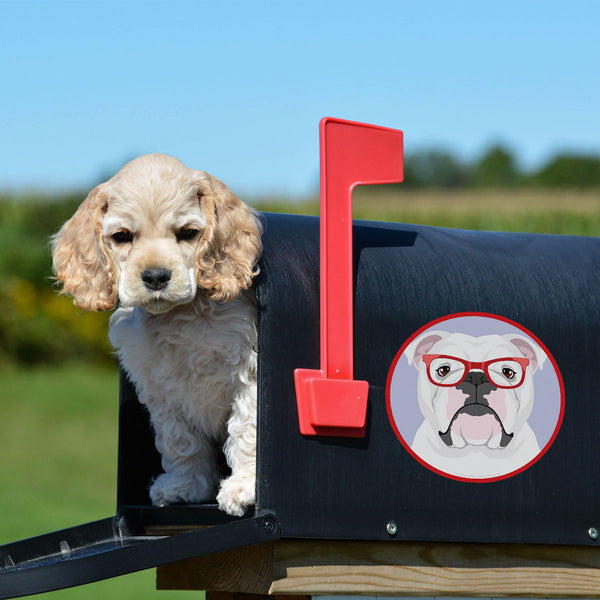 English Bulldog Dog Wearing Hipster Glasses Die Cut Vinyl Sticker