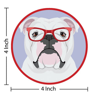 English Bulldog Dog Wearing Hipster Glasses Die Cut Vinyl Sticker