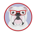 English Bulldog Dog Wearing Hipster Glasses Die Cut Vinyl Sticker