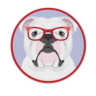 English Bulldog Dog Wearing Hipster Glasses Die Cut Vinyl Sticker