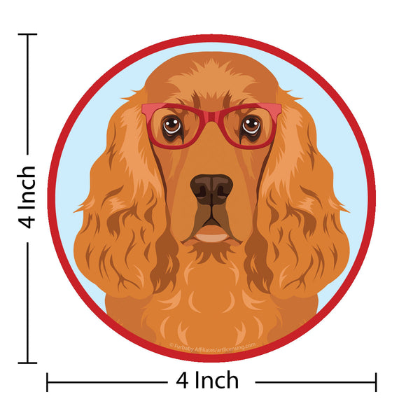 English Cocker Spaniel Dog Wearing Hipster Glasses Die Cut Vinyl Sticker