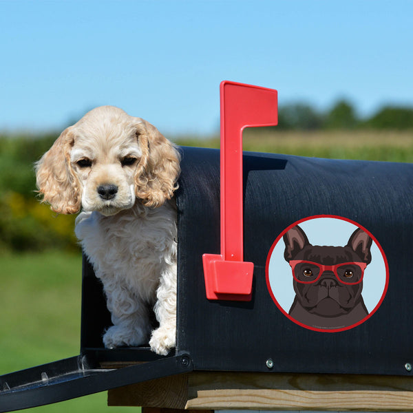 French Bulldog Black Dog Wearing Hipster Glasses Die Cut Vinyl Sticker