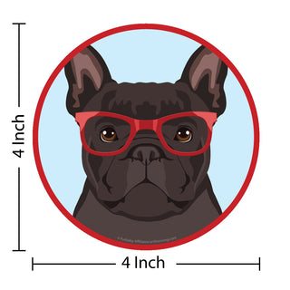 French Bulldog Black Dog Wearing Hipster Glasses Die Cut Vinyl Sticker