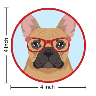 French Bulldog Dog Wearing Hipster Glasses Die Cut Vinyl Sticker