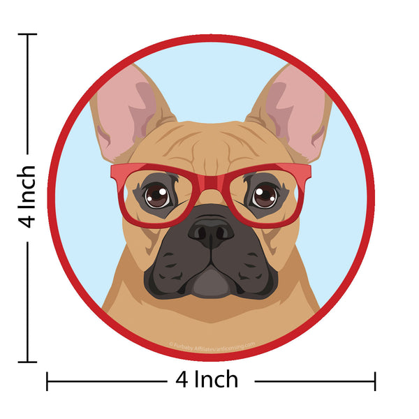 French Bulldog Dog Wearing Hipster Glasses Die Cut Vinyl Sticker