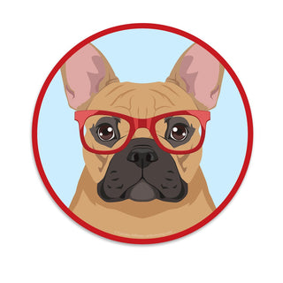 French Bulldog Dog Wearing Hipster Glasses Die Cut Vinyl Sticker