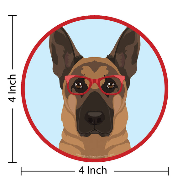 German Shepherd Dog Wearing Hipster Glasses Die Cut Vinyl Sticker