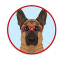 German Shepherd Dog Wearing Hipster Glasses Die Cut Vinyl Sticker