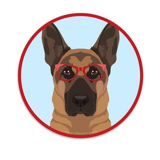 German Shepherd Dog Wearing Hipster Glasses Die Cut Vinyl Sticker