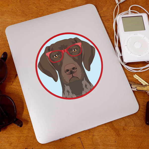 German Shorthaired Pointer Dog Wearing Hipster Glasses Die Cut Vinyl Sticker