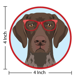 German Shorthaired Pointer Dog Wearing Hipster Glasses Die Cut Vinyl Sticker