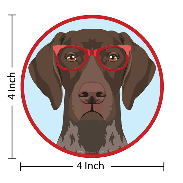 German Shorthaired Pointer Dog Wearing Hipster Glasses Die Cut Vinyl Sticker