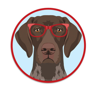 German Shorthaired Pointer Dog Wearing Hipster Glasses Die Cut Vinyl Sticker