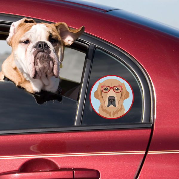 Golden Retriever Dog Wearing Hipster Glasses Die Cut Vinyl Sticker