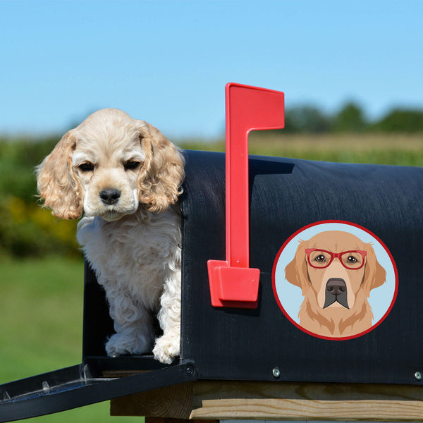 Golden Retriever Dog Wearing Hipster Glasses Die Cut Vinyl Sticker