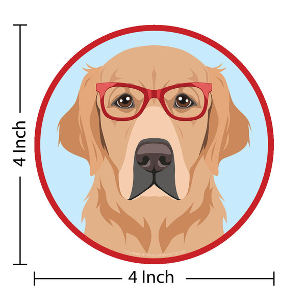 Golden Retriever Dog Wearing Hipster Glasses Die Cut Vinyl Sticker