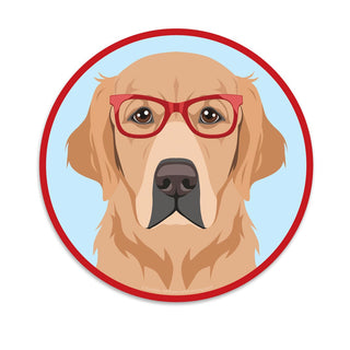 Golden Retriever Dog Wearing Hipster Glasses Die Cut Vinyl Sticker