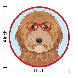 Goldendoodle Dog Wearing Hipster Glasses Die Cut Vinyl Sticker