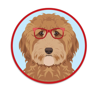 Goldendoodle Dog Wearing Hipster Glasses Die Cut Vinyl Sticker