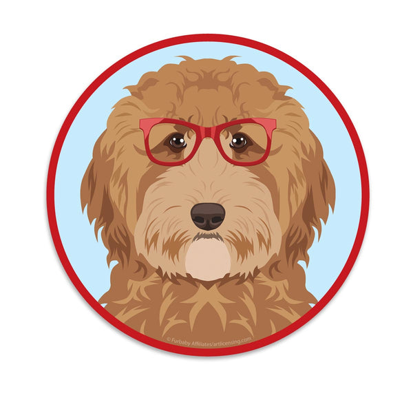 Goldendoodle Dog Wearing Hipster Glasses Die Cut Vinyl Sticker
