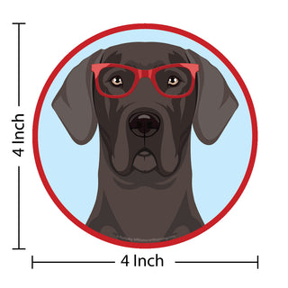 Great Dane Dog Wearing Hipster Glasses Die Cut Vinyl Sticker