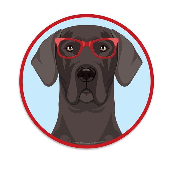 Great Dane Dog Wearing Hipster Glasses Die Cut Vinyl Sticker