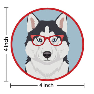 Husky Dog Wearing Hipster Glasses Die Cut Vinyl Sticker