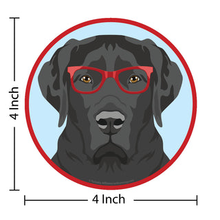 Labrador Retriever Black Dog Wearing Hipster Glasses Die Cut Vinyl Sticker