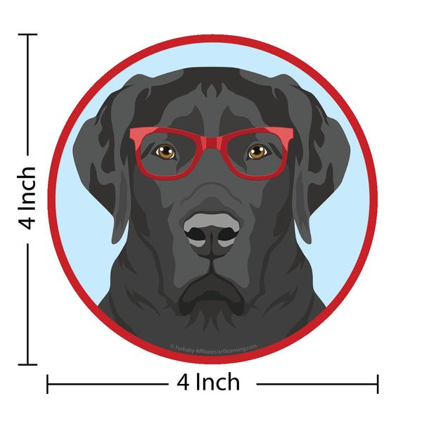 Labrador Retriever Black Dog Wearing Hipster Glasses Die Cut Vinyl Sticker
