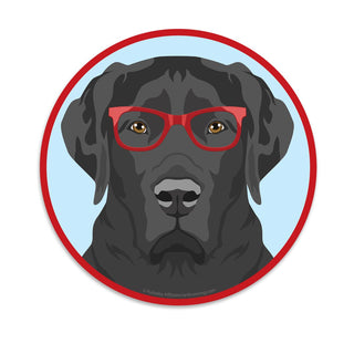 Labrador Retriever Black Dog Wearing Hipster Glasses Die Cut Vinyl Sticker